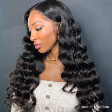 Hot Selling 150% 180% Density Human Hair wig Transparent Lace Front Brazilian Hair with Loose Deep Natural Color Wigs
